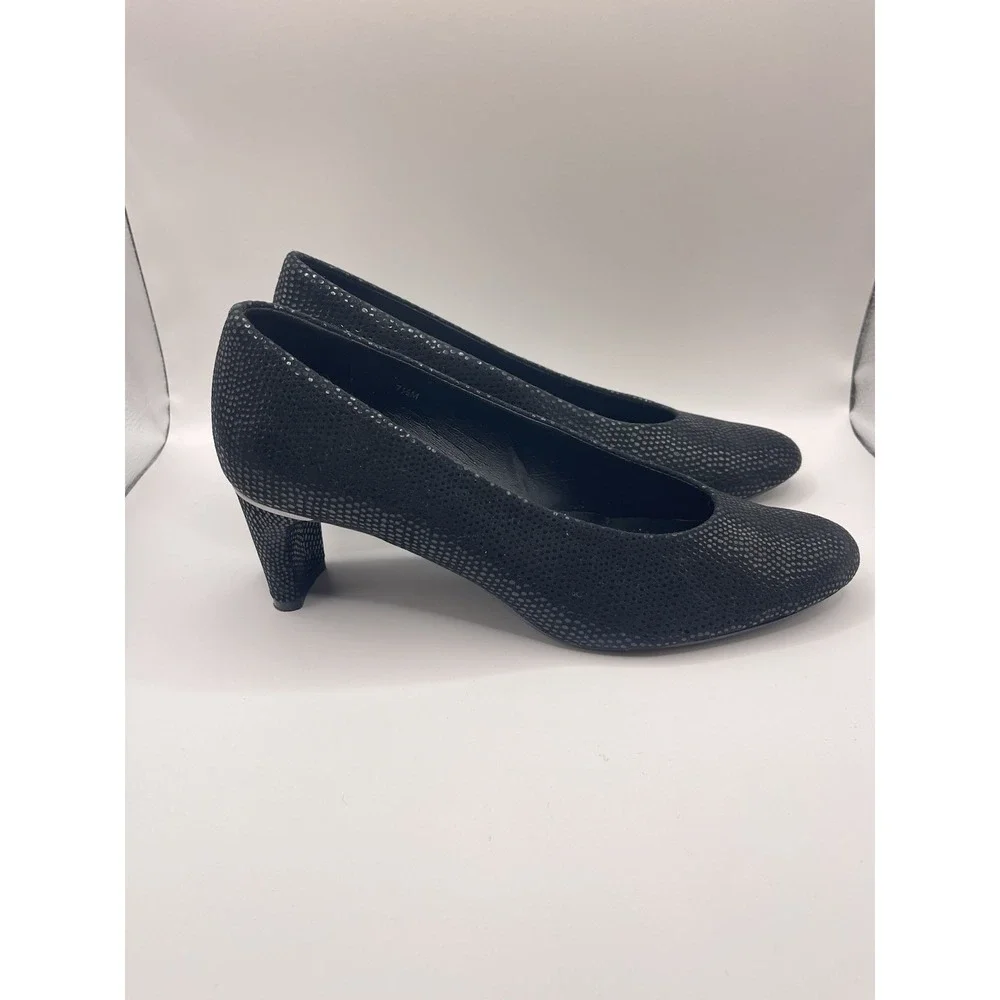 VANELi Dayle Black Leather Lizard Embossed Pumps Metallic Shimmer Heels Sz 7.5 N